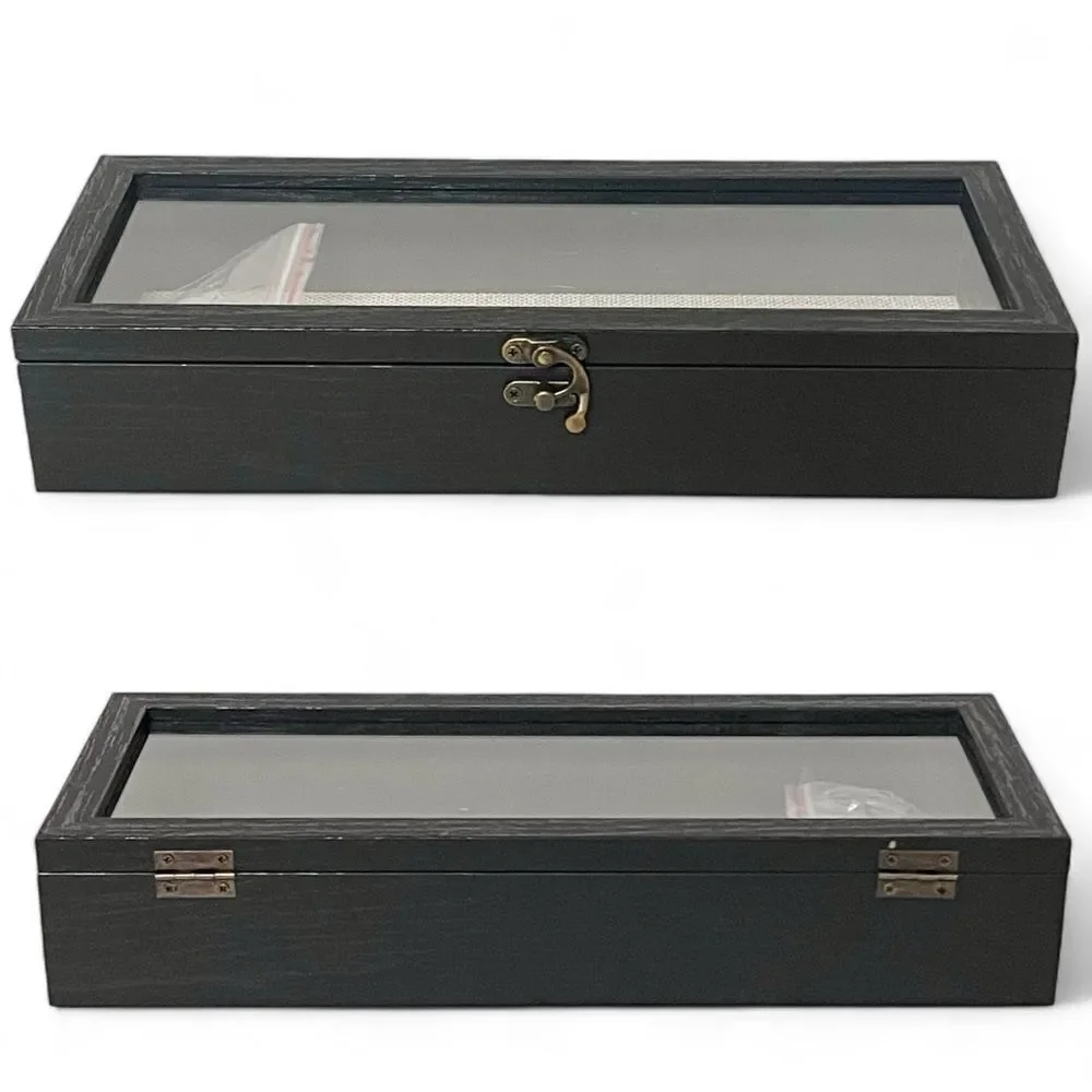 GraduatePro Rustic Black Shadow Box Frame Linen Back Hinged Glass Window - Picture 3 of 16